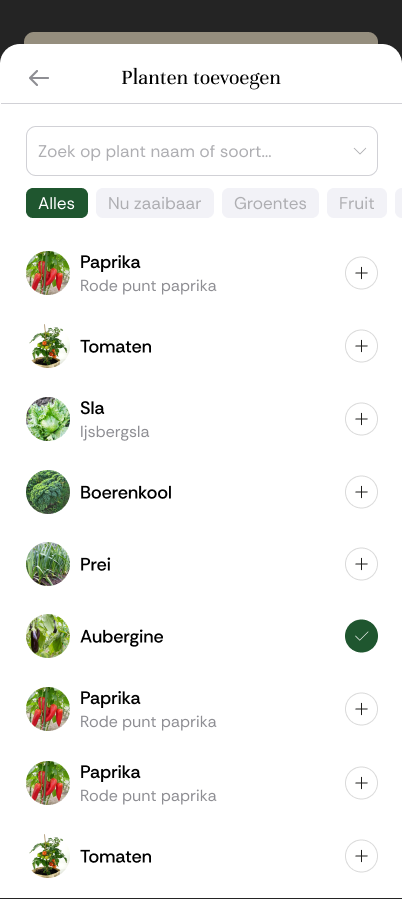 Planten toevoegen - Uitgebreide database