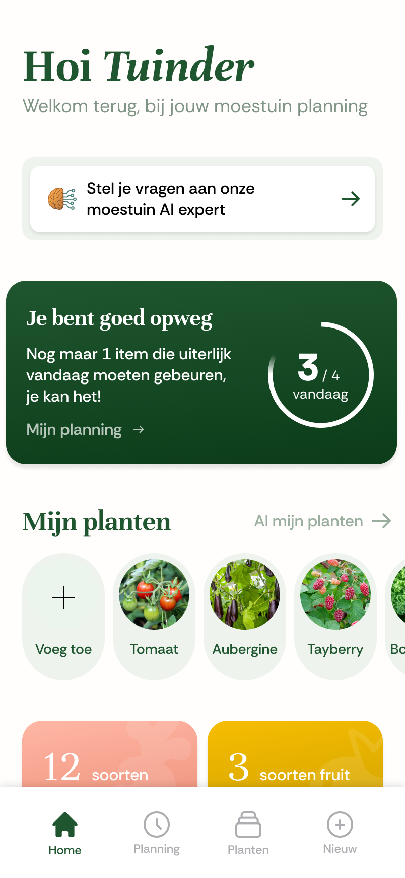 Mijn Moestuin App - Welkom scherm