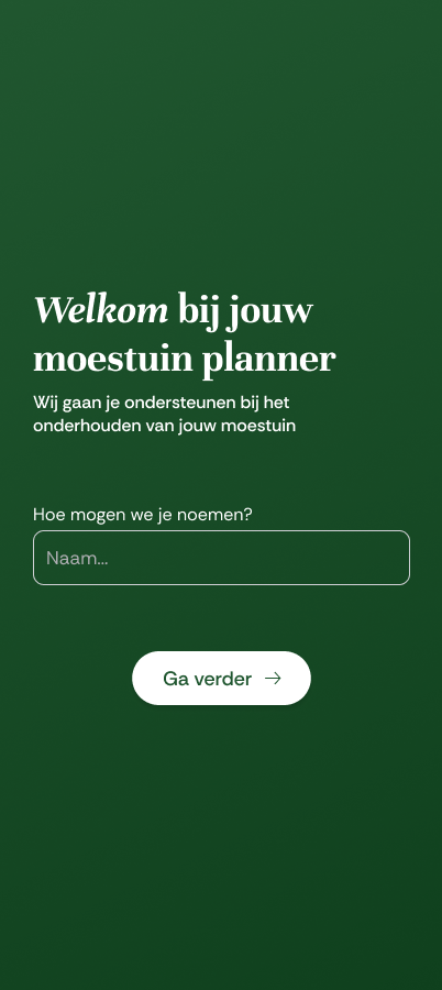 Mijn Moestuin App - Welkom scherm