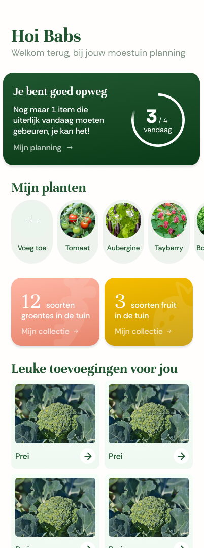 Dashboard - Overzicht van je moestuin